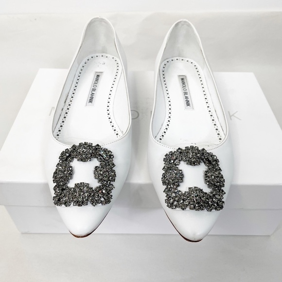 Manolo Blahnik Leather Hangisi Flats - Picture 1 of 7